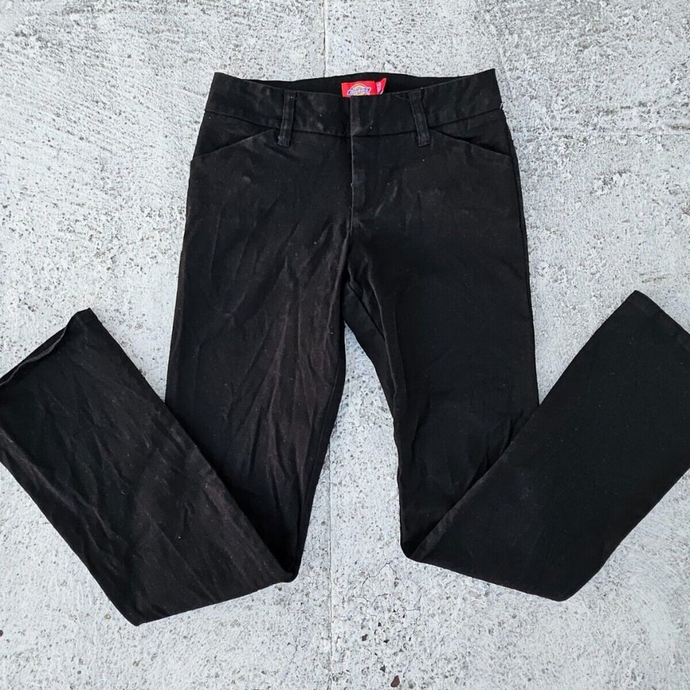 Dickies Girl Jeans Pant Black Boot Cut Mis Rise Stretch Pant Size 3 Junior 28X31 - Picture 1 of 9